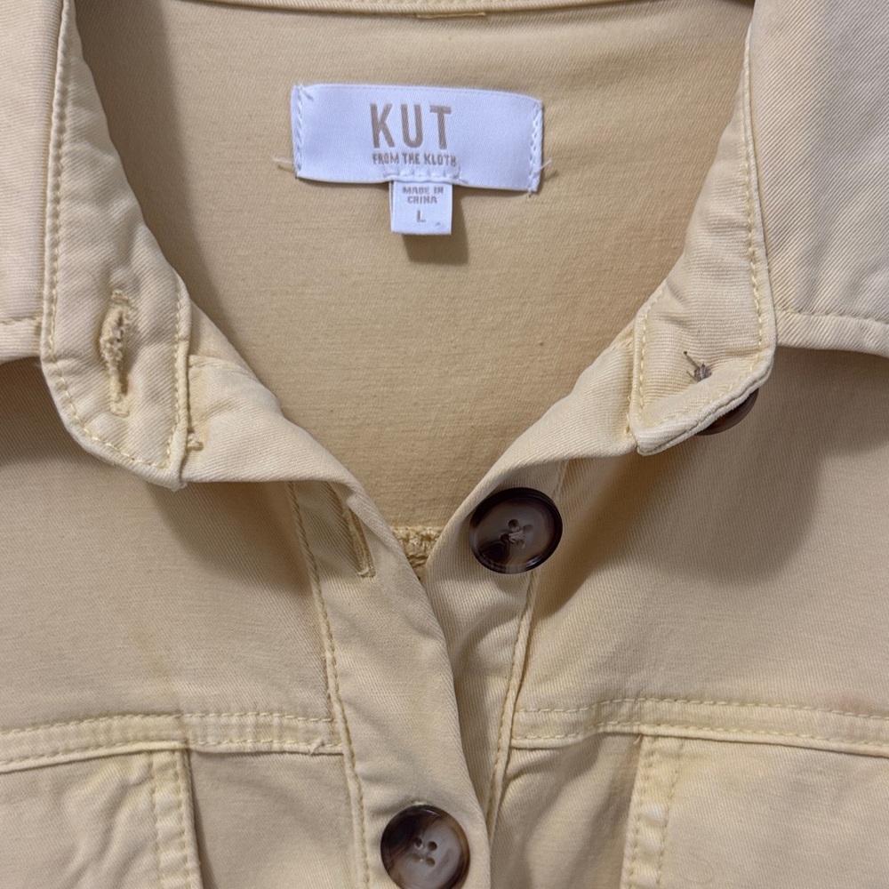 Kut from the Kloth Yellow Button-Front Utility Mini Dress - Picture 2 of 4